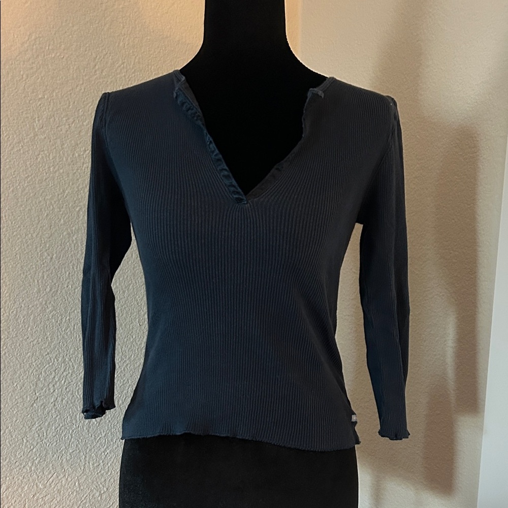 Old Navy Navy Blue Ribbed Long Sleeve Top